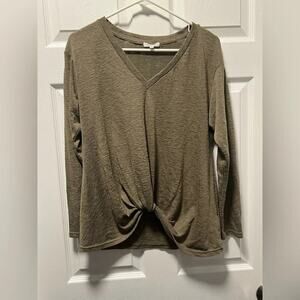 Pleione Thin Knit Sweater Women Med Pale Olive